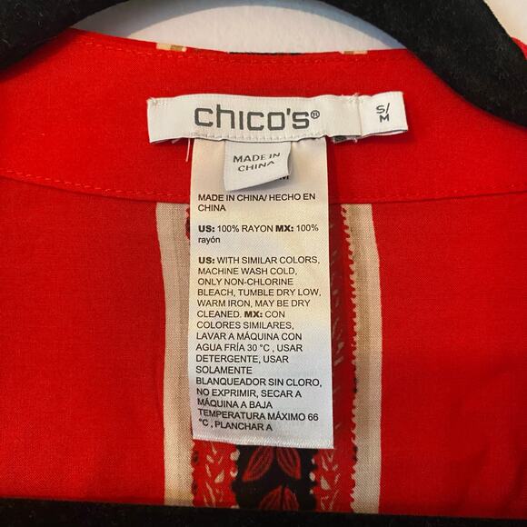 Chico's Red Floral Animal Print Art Nouveau Kimono Cardigan Robe Small / Medium - Picture 3 of 10